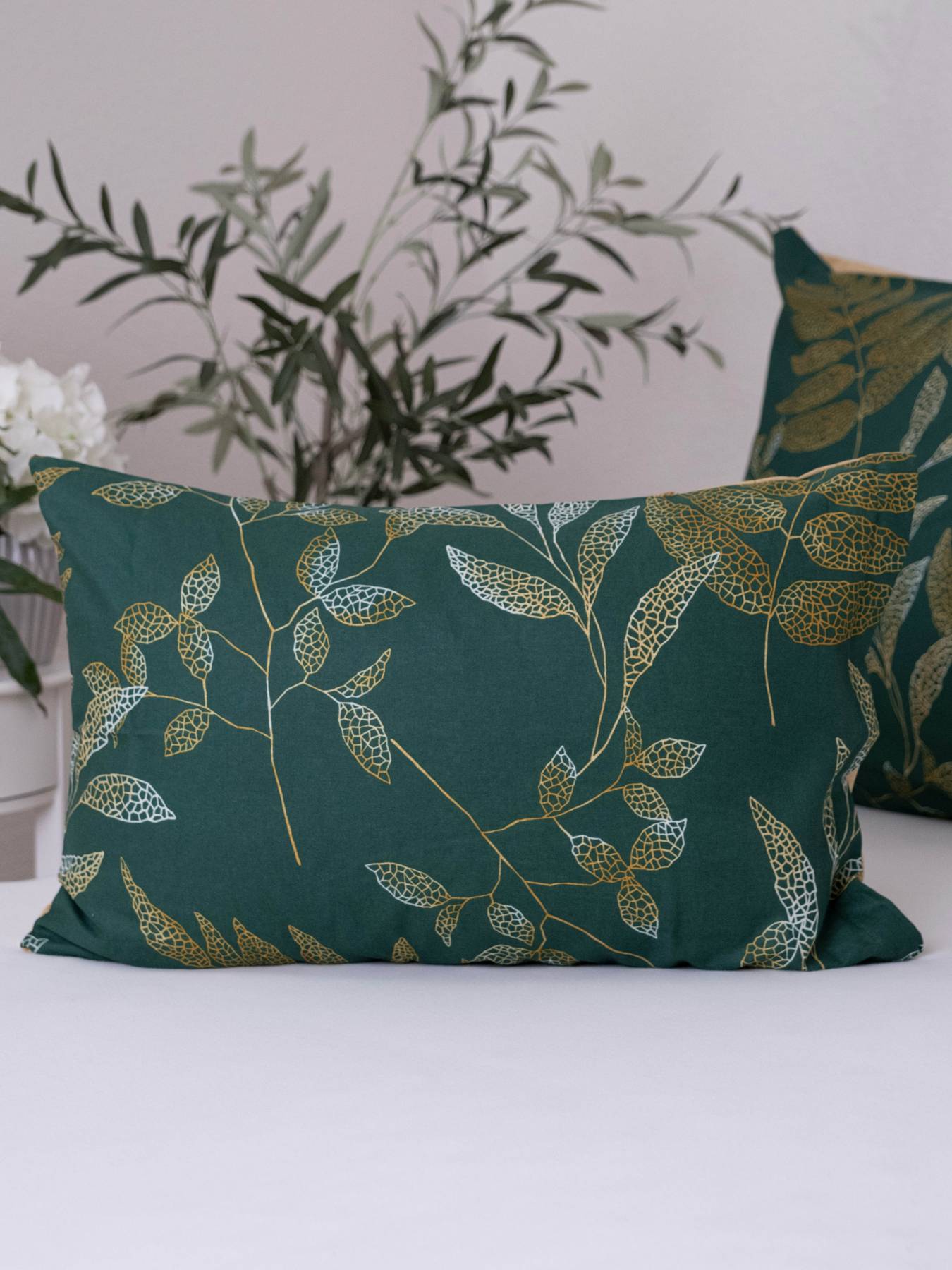 Bavlněný povlak na polštář Renforcé 40 x 60 cm Gabriela tmavě zelené