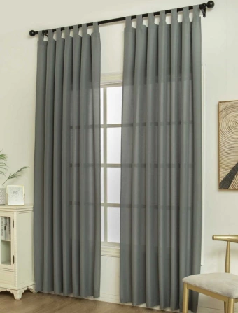 Závěsy s poutky 140 × 250 cm – Oscar tmavě šedé (2 ks)