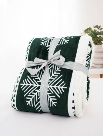 Beránková deka mikroplyš 220 × 200 cm – Vánoce zelené