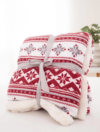 Beránková deka mikroplyš 220 × 200 cm – Winter červené