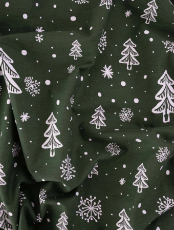 Vianočné francúzske bavlnené obliečky Renforcé – Vločky v lese