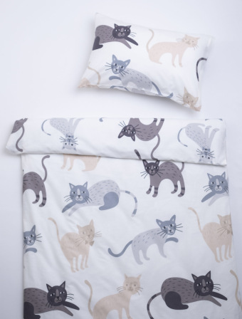 Bavlnené obliečky Renforcé do postieľky – Mačičky
