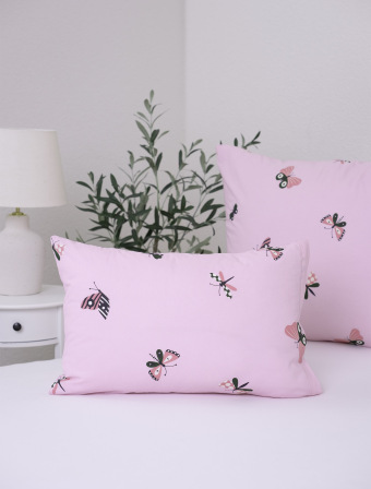 Bavlněný povlak na polštář Renforcé 40 x 60 cm - Motýlci růžové