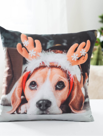 Vánoční povlak na polštářek 40 × 40 cm – Pejsek Beagle