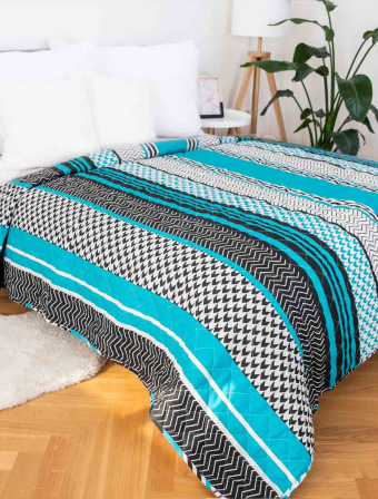 Přehoz na postel – Zina tyrkysová 220 × 240 cm