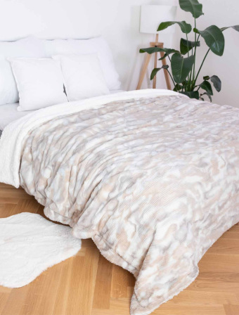 Luxusní beránková deka mikroplyš 200 × 220 cm – Arianna béžová