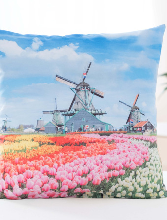 Povlak na polštářek 40 × 40 cm – Větrné mlýny v Holandsku