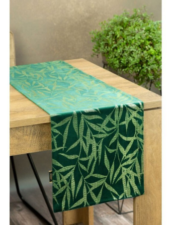Sametový běhoun na stůl Blink15 35 × 140 cm - zelený