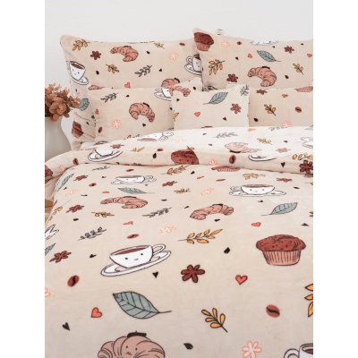 MKLuzkoviny.cz Prodloužené povlečení mikroplyš Exclusive - Podzimní káva- 140 × 220 cm - 70 x 90 cm