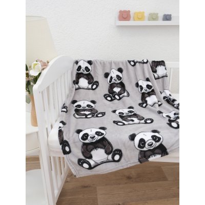 MKLuzkoviny.cz Dětská deka do postýlky mikroplyš Exclusive 80 × 100 cm – Panda