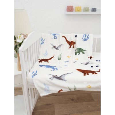 MKLuzkoviny.cz Dětská deka do postýlky mikroplyš Exclusive 80 × 100 cm – Dinosauři