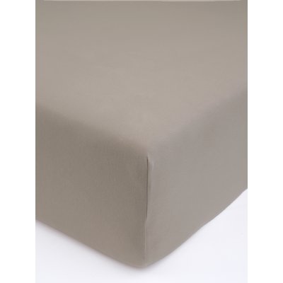 MKLuzkoviny.cz Jersey prostěradlo s elastanem Deluxe 220 × 200 cm – šedohnědé