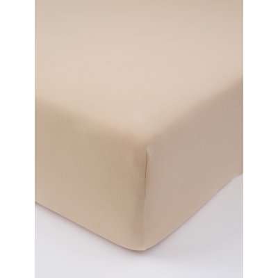 MKLuzkoviny.cz Jersey prostěradlo s elastanem Deluxe 220 × 200 cm – béžové