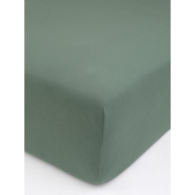 MKLuzkoviny.cz Jersey prostěradlo s elastanem Deluxe 120 × 200 cm - olivové