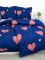 Ložní povlečení na 2 postele – Srdíčka modro-růžová