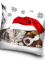 Vianočná obliečka na vankúšik 40 × 40 cm – Psík a Mačička