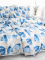 8-dielna súprava obliečok na 2 postele Watercolour modré – s plachtou 220 × 230 cm